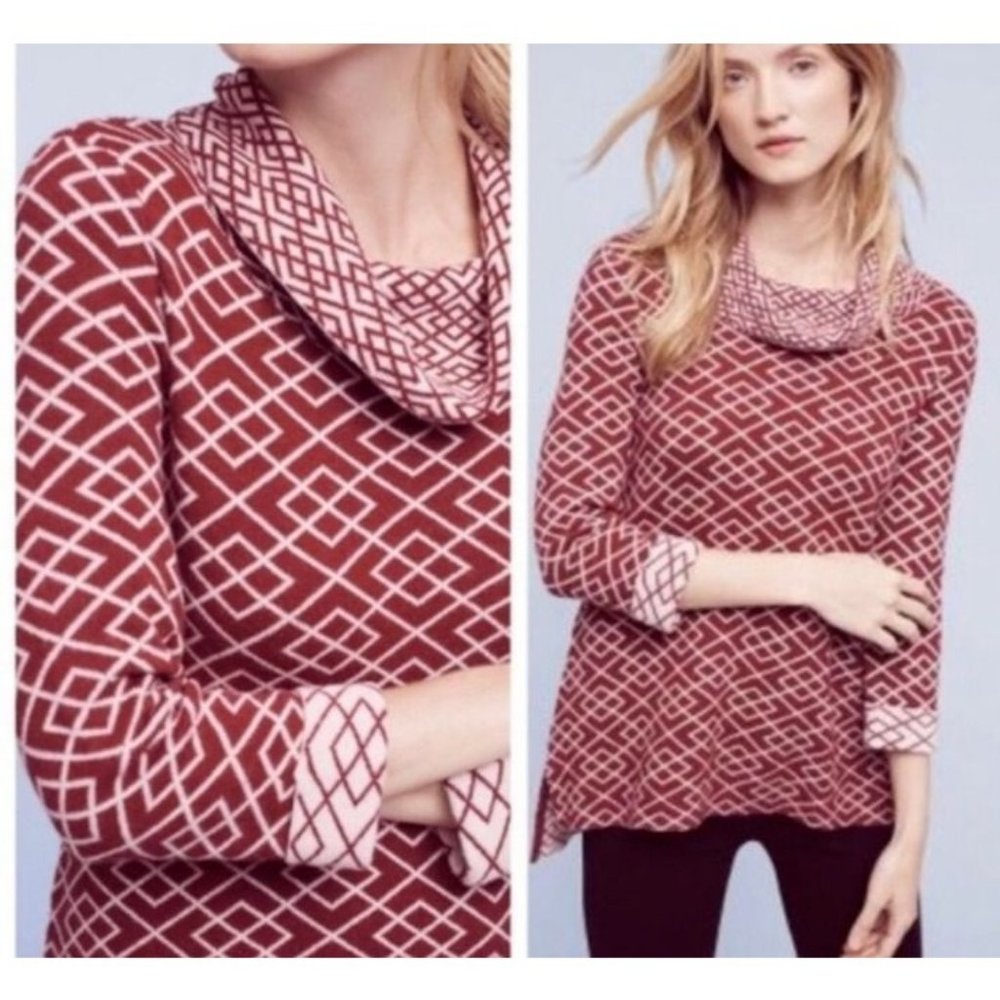 Anthropologie MOTH Sweater S Small Alpaca Burgundy Pink Collared